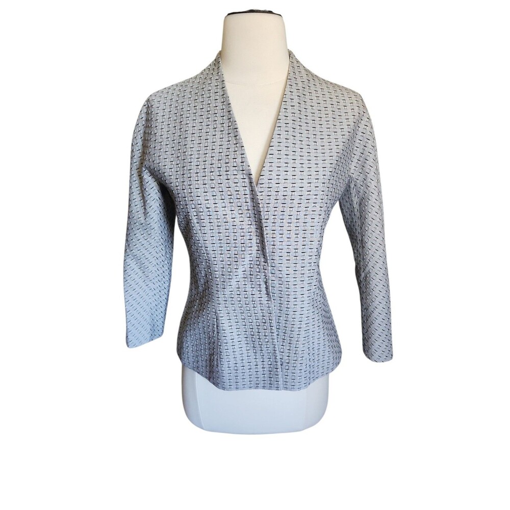Marlowe Made In Italy Geometric Print Blazer Womens 2 Gray Old Money Wool Blend